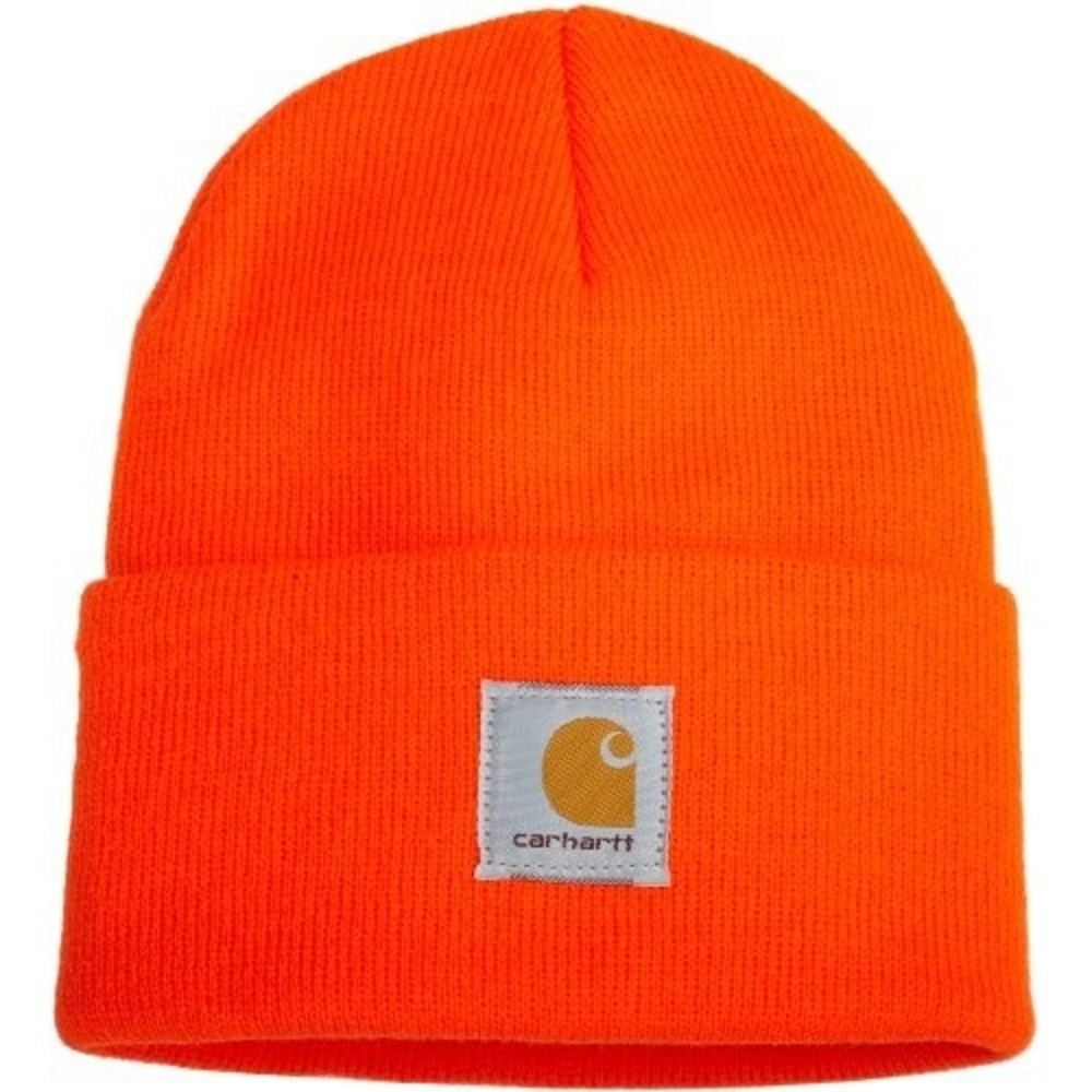 Carhartt A18 Knit Cuffed Beanie Hat Unisex Adult Orange Stretch Acrylic